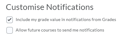 Customise notifications